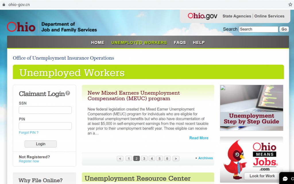 ohio unemployment scam
